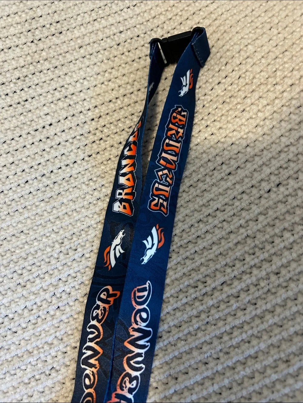NFL Denver Broncos Navy and Orange Dual Lanyard with Badge Clip